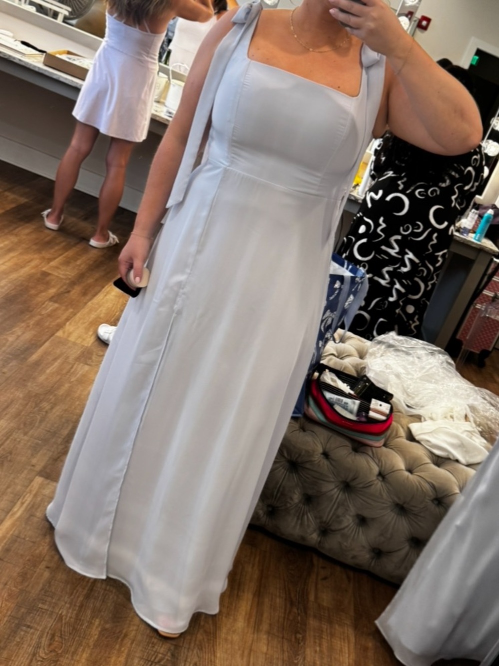 Birdy Grey Light Blue Square-Neck Maxi Dress with Tie Straps - Ice Blue